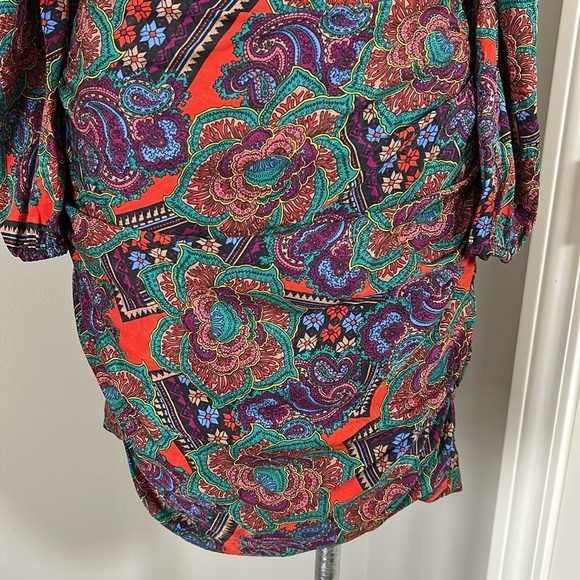 VERONICA BEARD Bellino Dress Flame Red Paisley Long Sleeve Silk Blend Sz 4 NEW - Picture 5 of 10